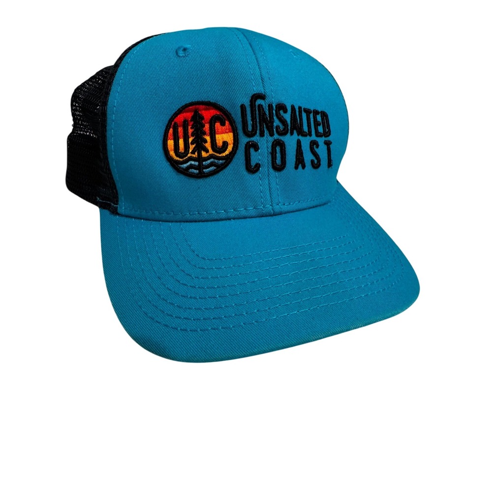 Unsalted Coast Mens Trucker Hat Blue Black Mesh Snapback Logo‎ Cap UC011